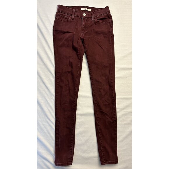 Levi’s White Tab Women’s Soft Pants Jeans Burgundy 710 Super Skinny Size 25 - Picture 1 of 8